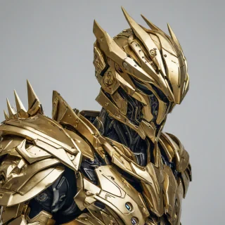 Gold, sharp edges, jagged lines, armor shoulder pads, no humans, animals, robots, in the image, on a plain white background, even lighting