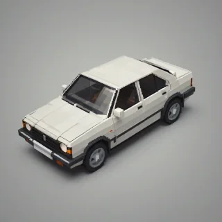 car in pixel art style, full-body view, on plain white background, on a plain white background, even lighting 