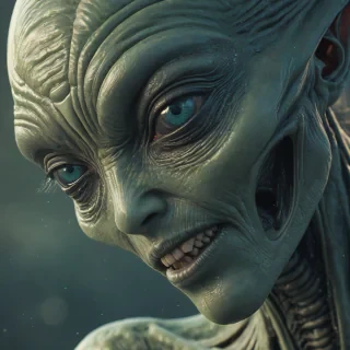 close up of an alien's face, digital art style