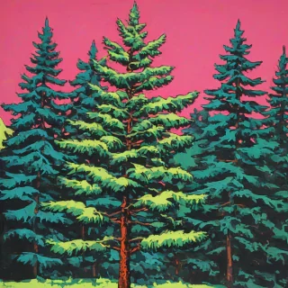pop art painting of a fir tree