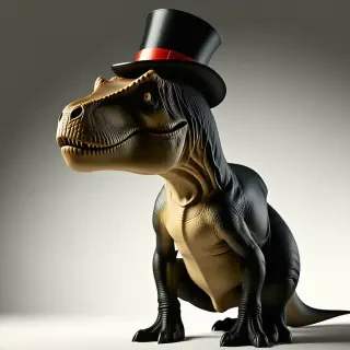 A T-rex full body wearing a Top hat