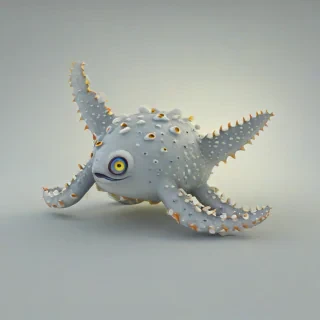 3d cartoon sea creature, on a plain white background, even lighting