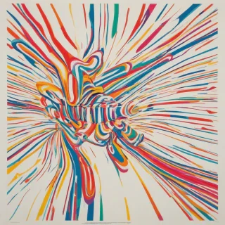 Vibrant pop-art movie poster, bold lines, bright colors, full-body view, plain white background