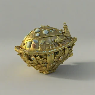 3d cartoon sea treasure object, on a plain white background, even lighting