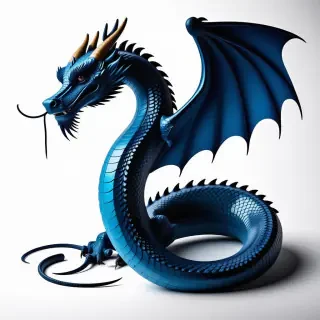 giant blue snake like dragon with wings