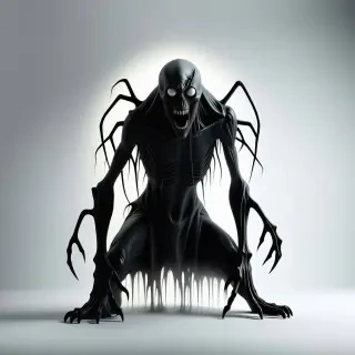 horror creature with white light behind it\