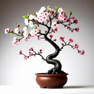 bonsai tree with cherry blossoms
