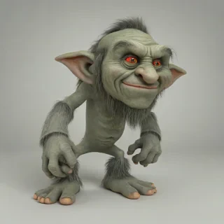 3d cartoon, hand-drawn troll, on a plain white background, even lighting