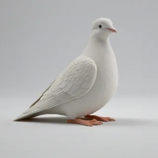 3d printable sitting dove, on a plain white background, even lighting