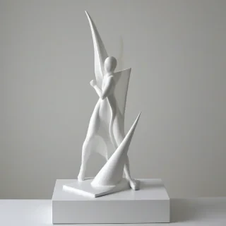 Postmodern sculpture, on a plain white background, even lighting 