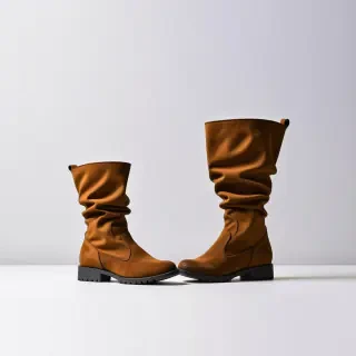 slouchy brown suede boots