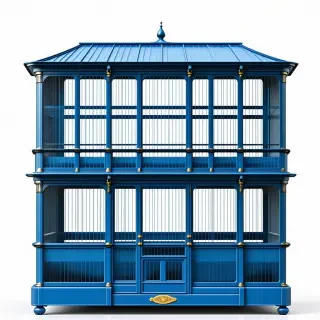 blue two story victorian birdcage