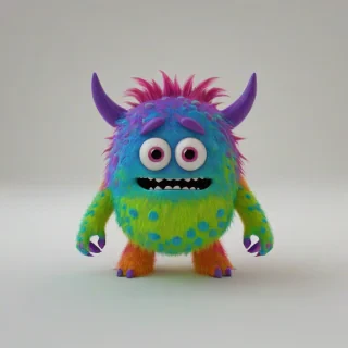 3d cartoon, lovable, brightly colored, children's monster, on a plain white background, even lighting