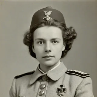Ilfriede von Feulner in uniform, plain white background