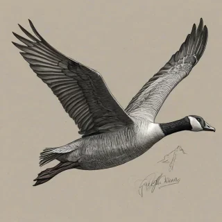 Sketch drawing of a goose flying