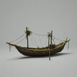 game asset style swamp boat, on a plain white background, even lighting