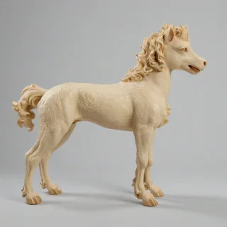 full-body view of a beige quadruped, rococo style, on a plain white background