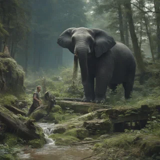 Photobashing art style scene