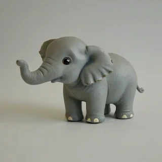 chibi style elephant, on a plain white background, even lighting