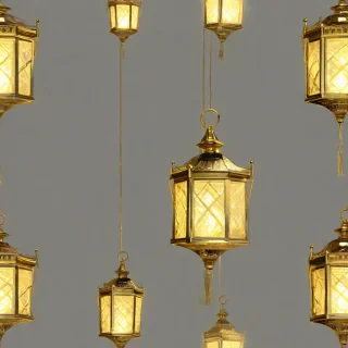 cartoon, gold decorative lantern, on a plain white background, even lighting