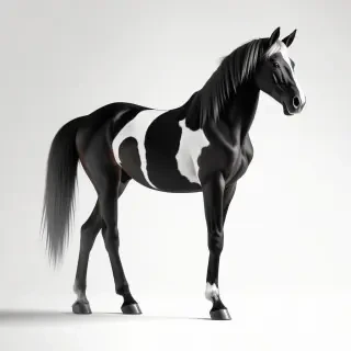 black and white horse full body