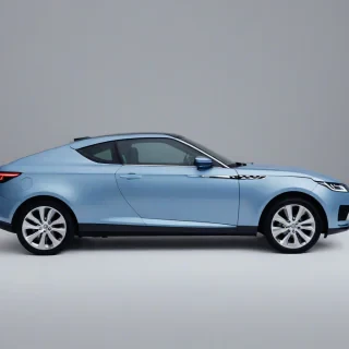 A Steel Blue rover in a wide shot, with a minimalist background, featuring clean lines and simple shapes, on a plain white background, with a focus on the rover's sleek and modern design, full-body view, with all wheels and details visible, on a plain white background, even lighting