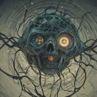 Digital art style quantum art of something Terrifying