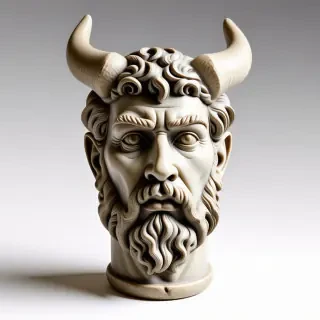 A Greek style statue of a demon