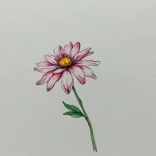 hand-drawn style single blooming flower. bright and vivid colors, on a plain white background, even lighting