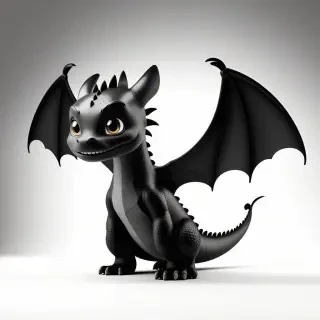 Toothless the cartoon dragon with wings on the back