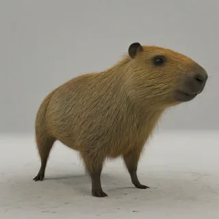 3d hand-drawn capybara, on a plain white background, even lighting