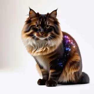 Large cat with fur that looks like a galaxy