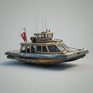 game asset style air boat, on a plain white background, even lighting