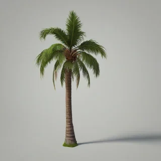 cartoon style palm tree, on a plain white background, even lighting 
