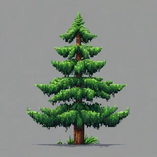 Pixel art of a pine tree
