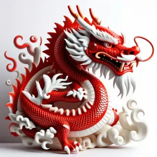 red and white chinese dragon