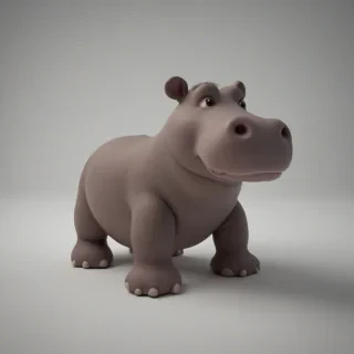 clay animation style baby hippo, on a plain white background, even lighting 