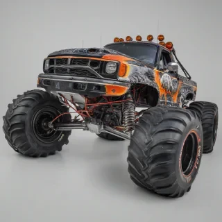 Monster truck, on a plain white background, even lighting 