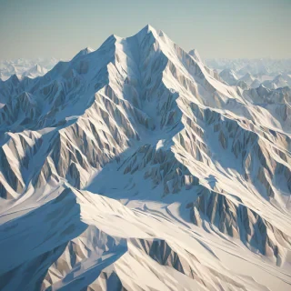 Low poly art of a beautiful snowy mountain