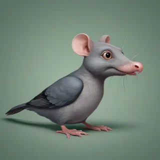 A cartoon rat and pigeon hybrid animal.