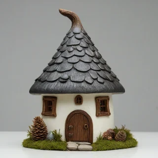 a single acorn gnome house, on a plain white background, even lighting