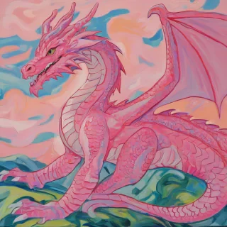 Light pink dragon Fauvism style