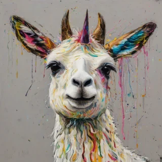 abstract expressionism llamacorn head