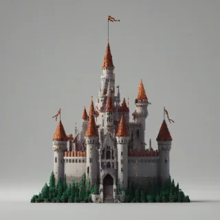 pixel art castle, on a plain white background, even lighting 