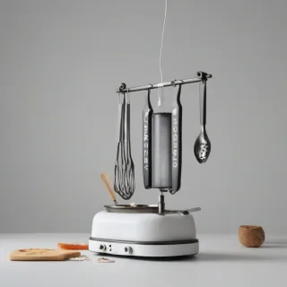 decopunk cooking device, on a plain white background, even lighting 