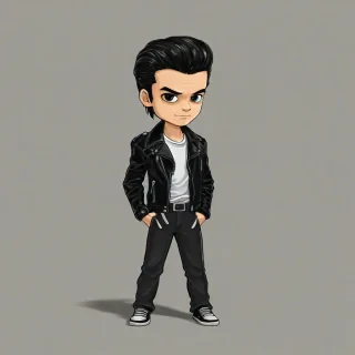chibi male greaser, on a plain white background, even lighting