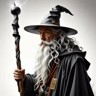 Gandalf with his wizard staff