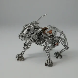 kids toy made of metal, on a plain white background, even lighting