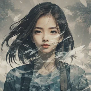 double exposure photography effect in anime art style