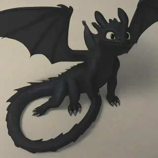 Ghibli-style of Toothless the night fury from How to train your dragon
